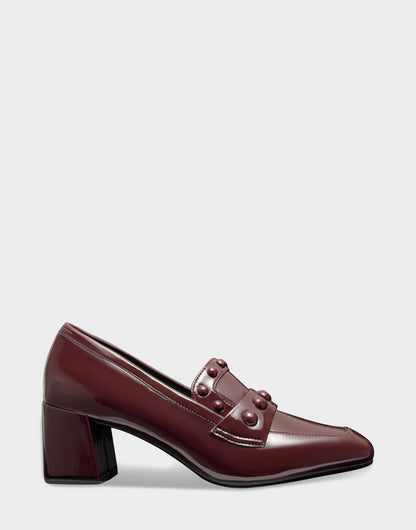 Aerosoles Women's Heeled Loafer in Merlot Crinkle Patent