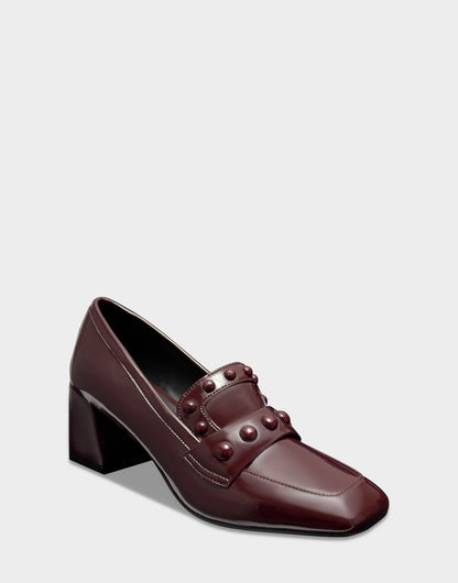 Aerosoles Women's Heeled Loafer in Merlot Crinkle Patent
