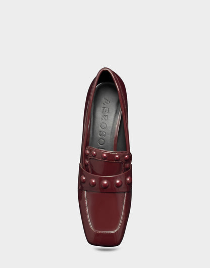 Aerosoles Women's Heeled Loafer in Merlot Crinkle Patent