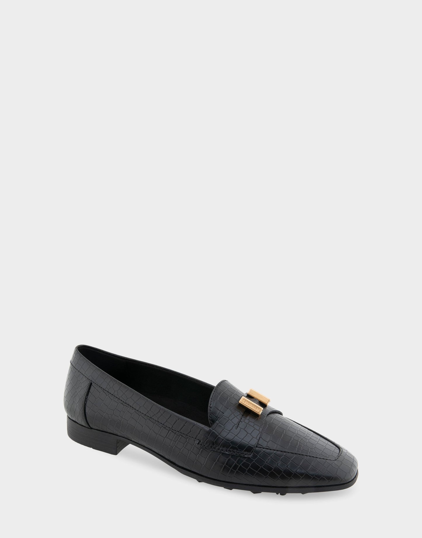 Aerosoles Women's Tailored Loafer in Black Embossed Croco
