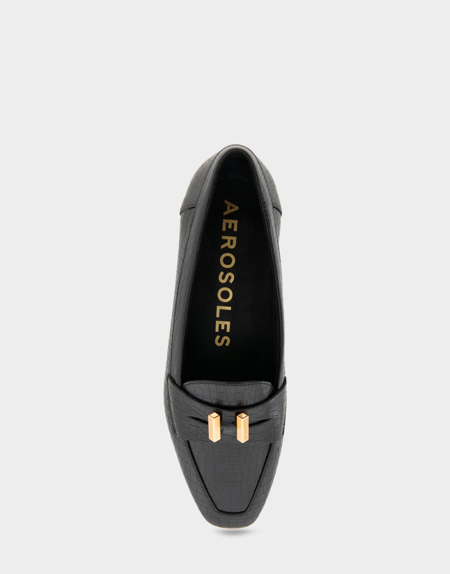Aerosoles Women's Tailored Loafer in Black Embossed Croco