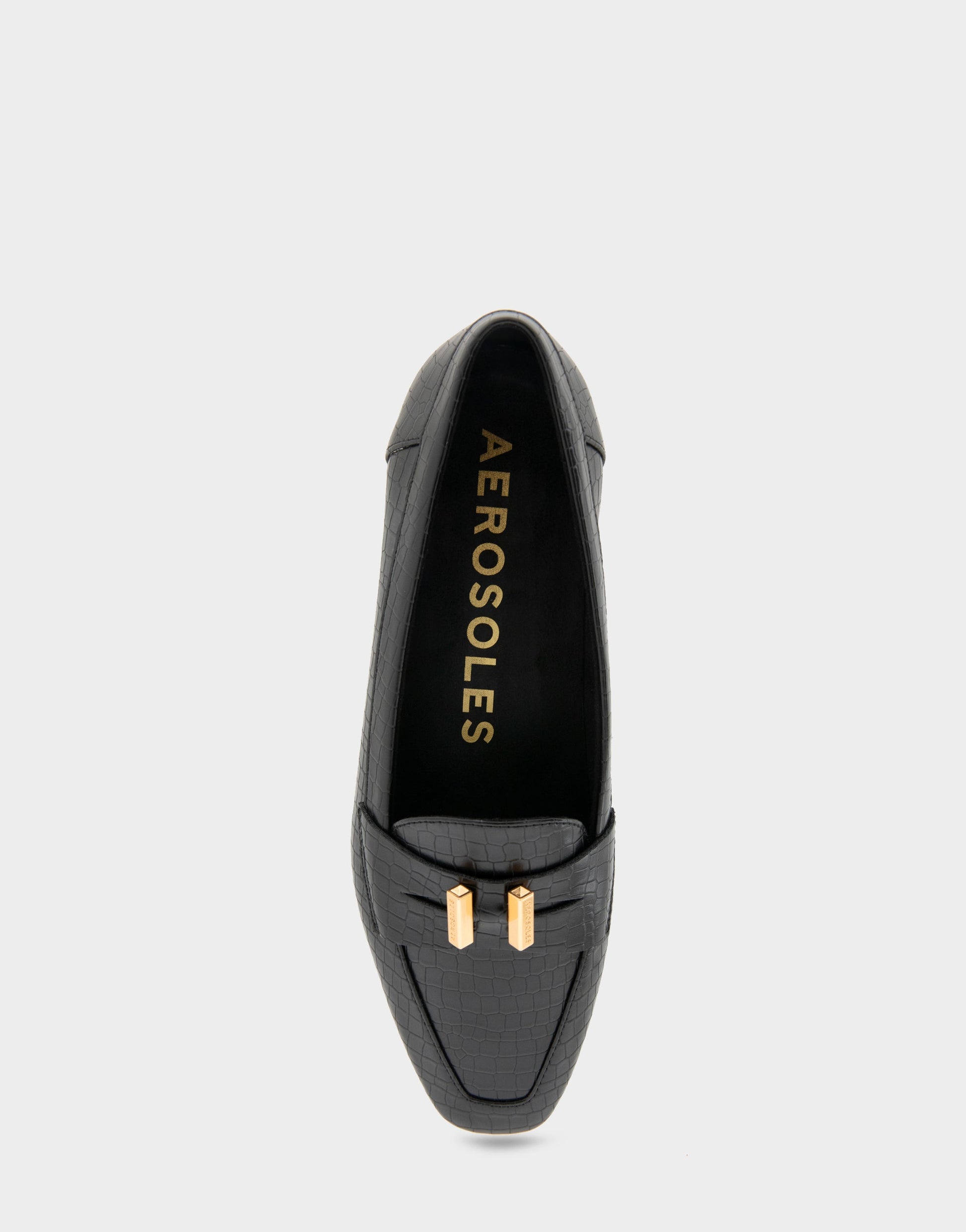 Aerosoles Women's Tailored Loafer in Black Embossed Croco