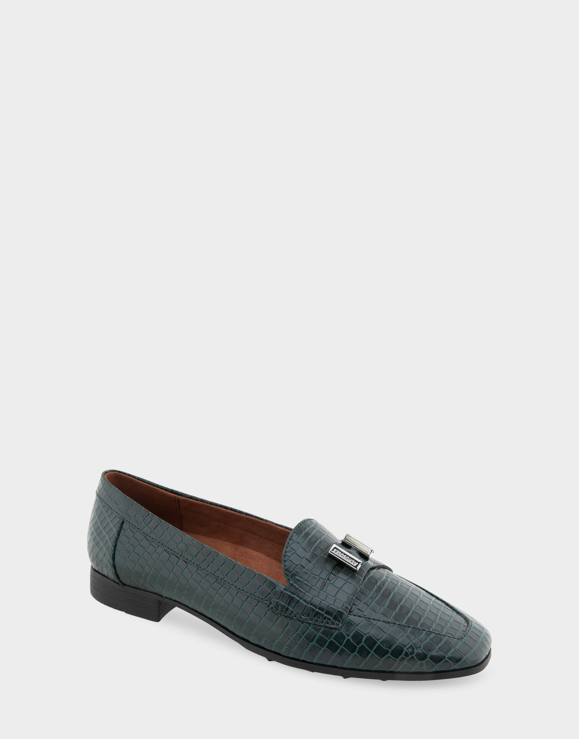 Aerosoles Women's Tailored Loafer in Pine Embossed Croco