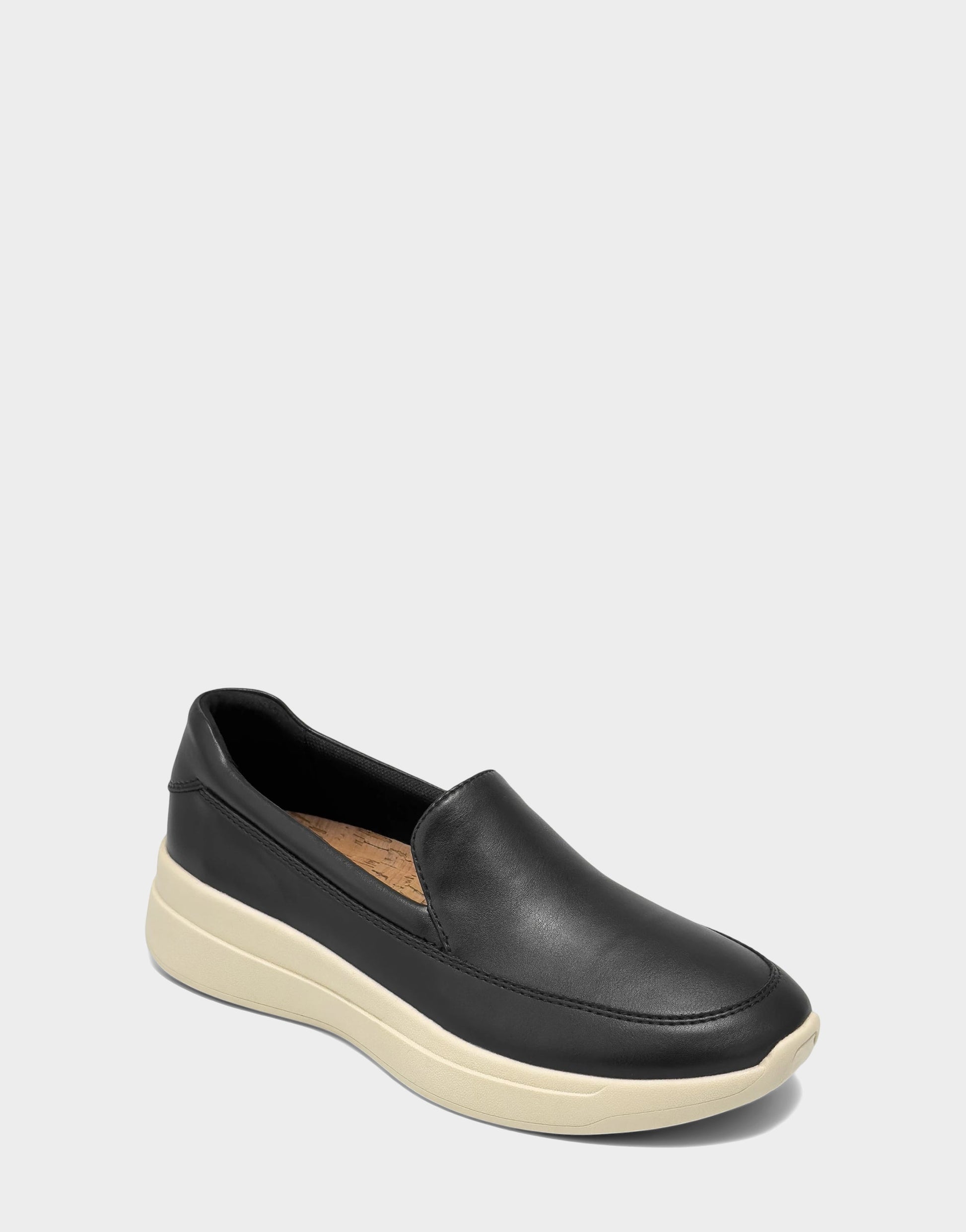 Aerosoles Women's Casual Loafer in Black Faux Soft Leather