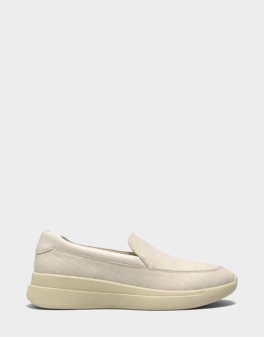 Aerosoles Women's Casual Loafer in Eggnog Faux Croc Nubuck/Faux Leather