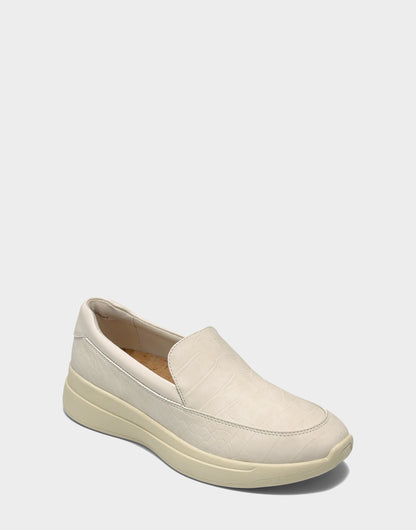 Aerosoles Women's Casual Loafer in Eggnog Faux Croc Nubuck/Faux Leather