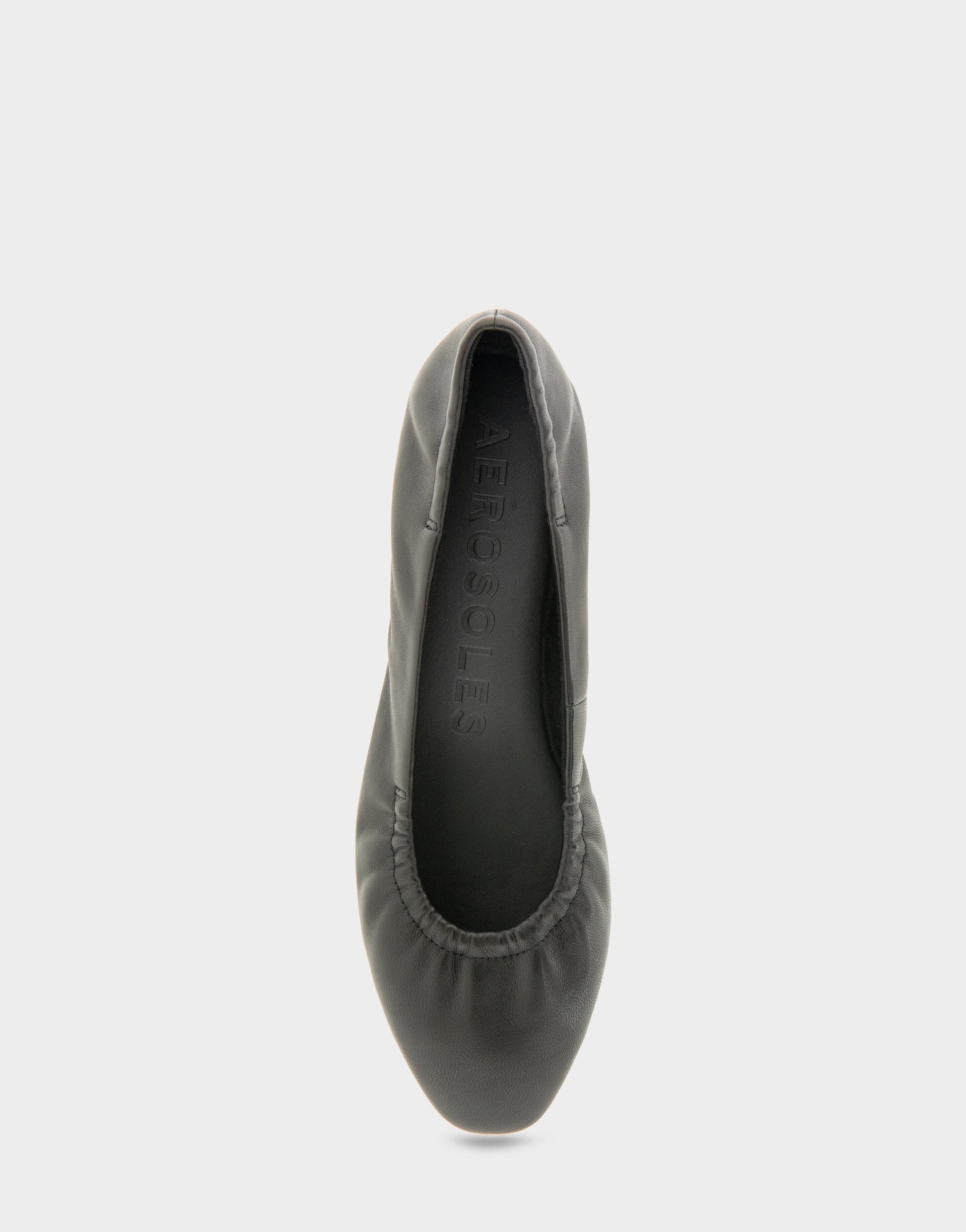 Aerosoles Women's Ballet Flat in Black Leather
