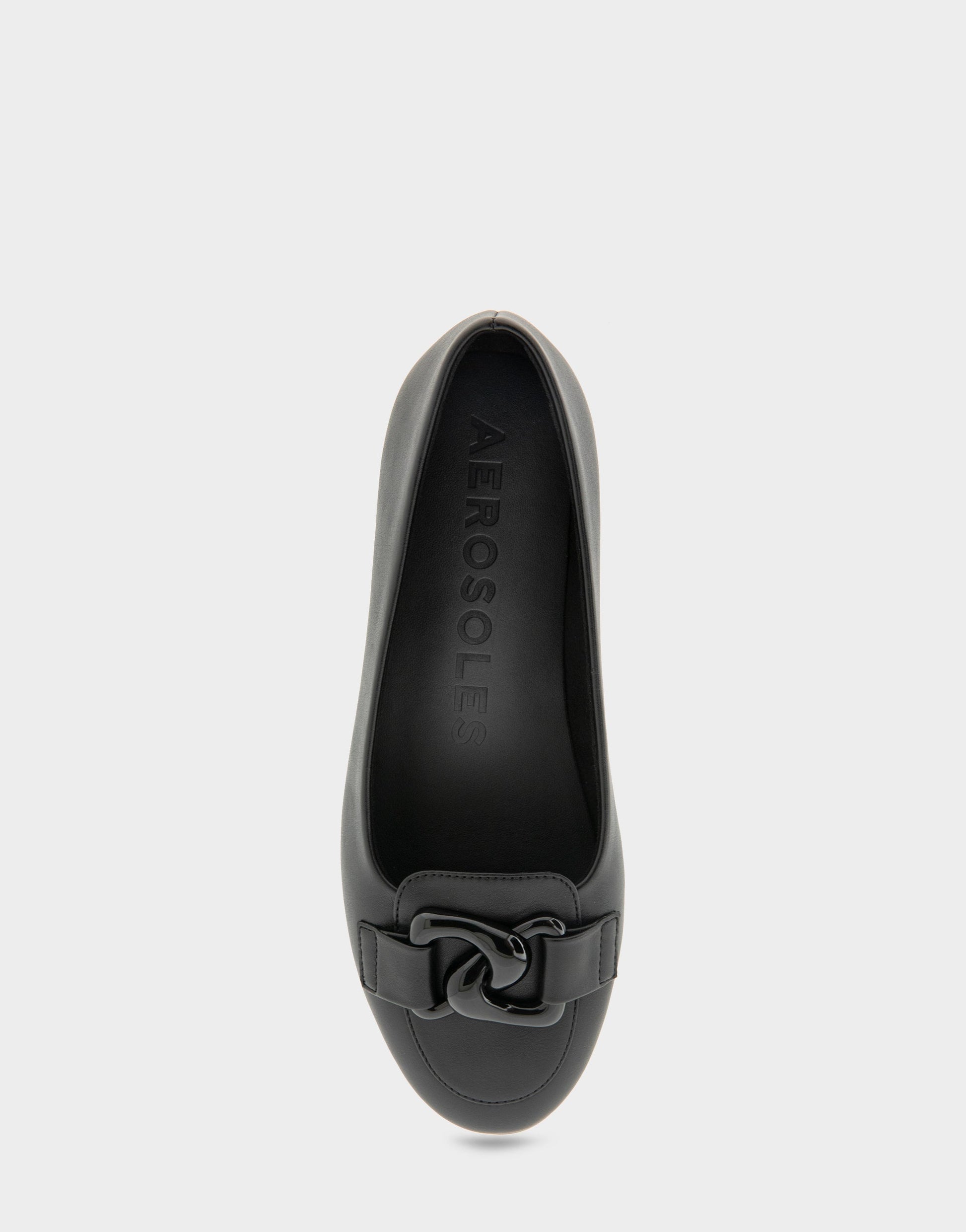 Aerosoles Women's Ballet Flat in Black Faux Leather
