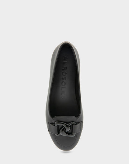 Aerosoles Women's Ballet Flat in Black Faux Leather