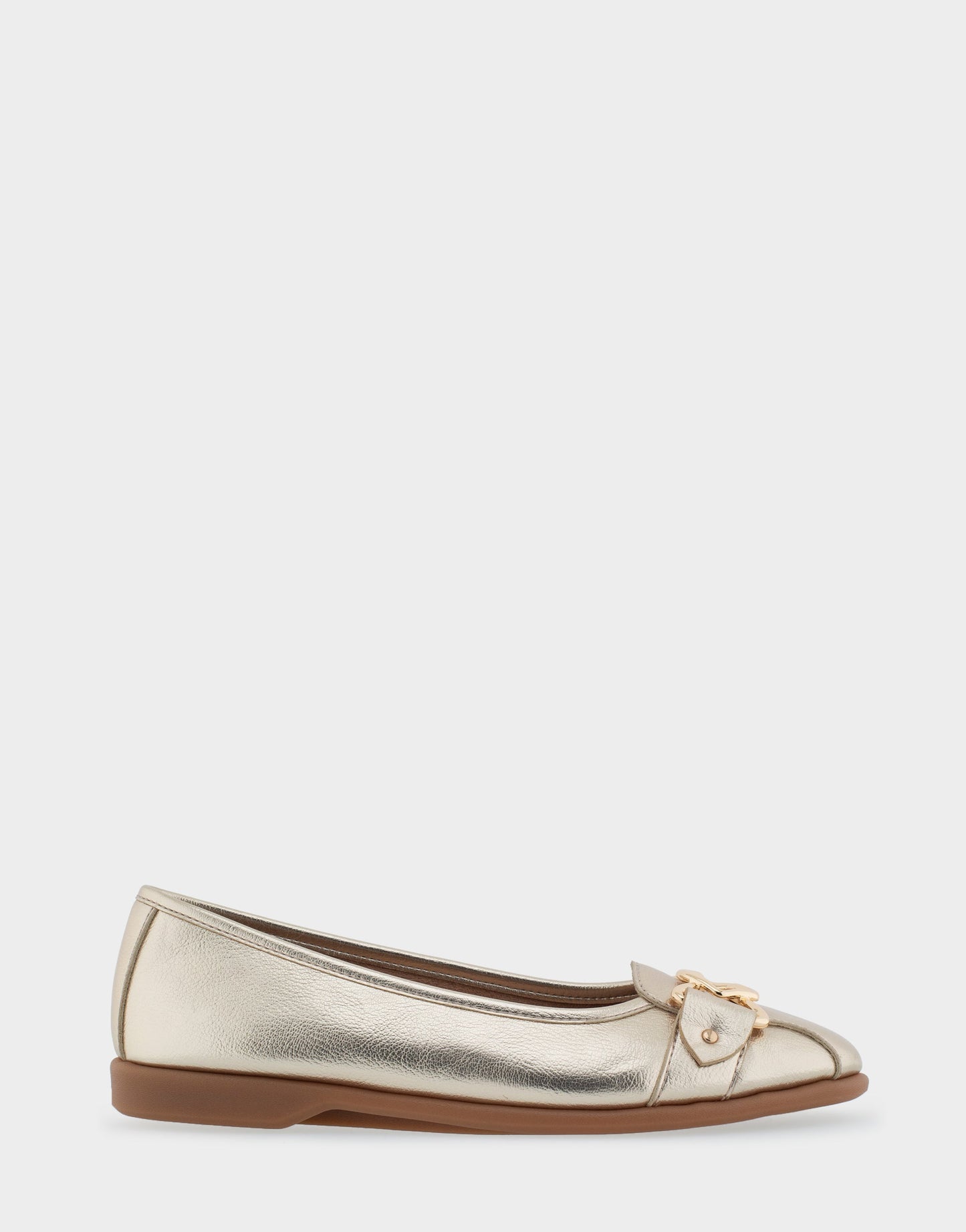 Aerosoles Bia Soft Gold Faux Leather Ornamented Flat