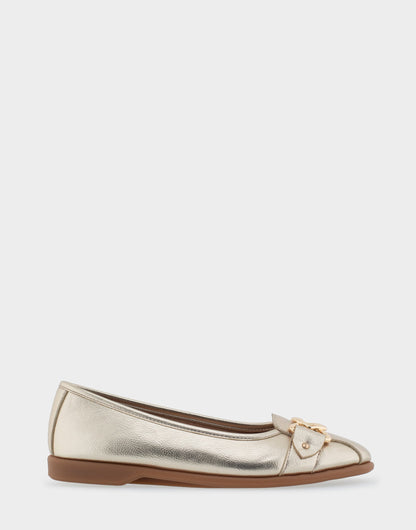Aerosoles Bia Soft Gold Faux Leather Ornamented Flat