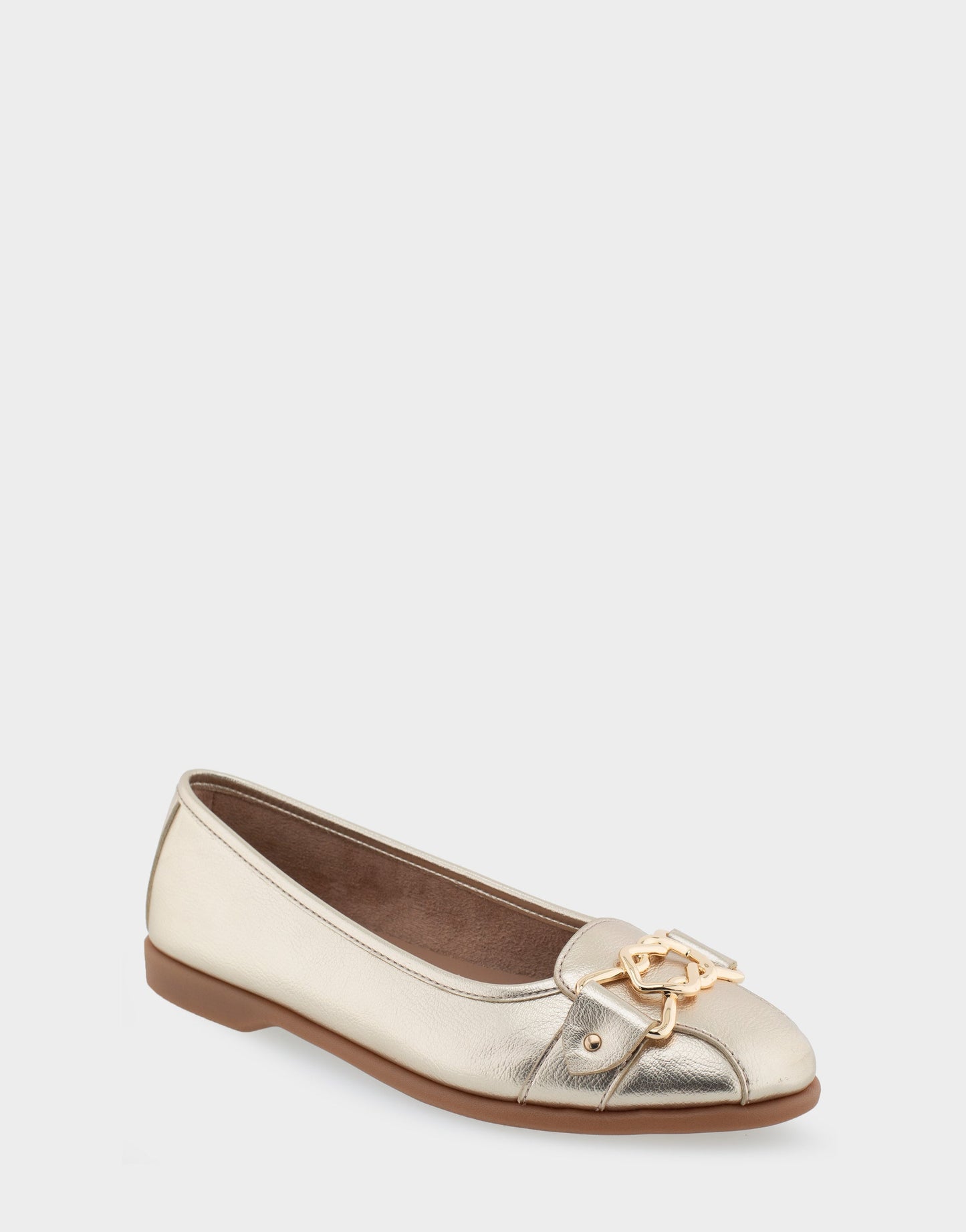 Aerosoles Bia Soft Gold Faux Leather Ornamented Flat