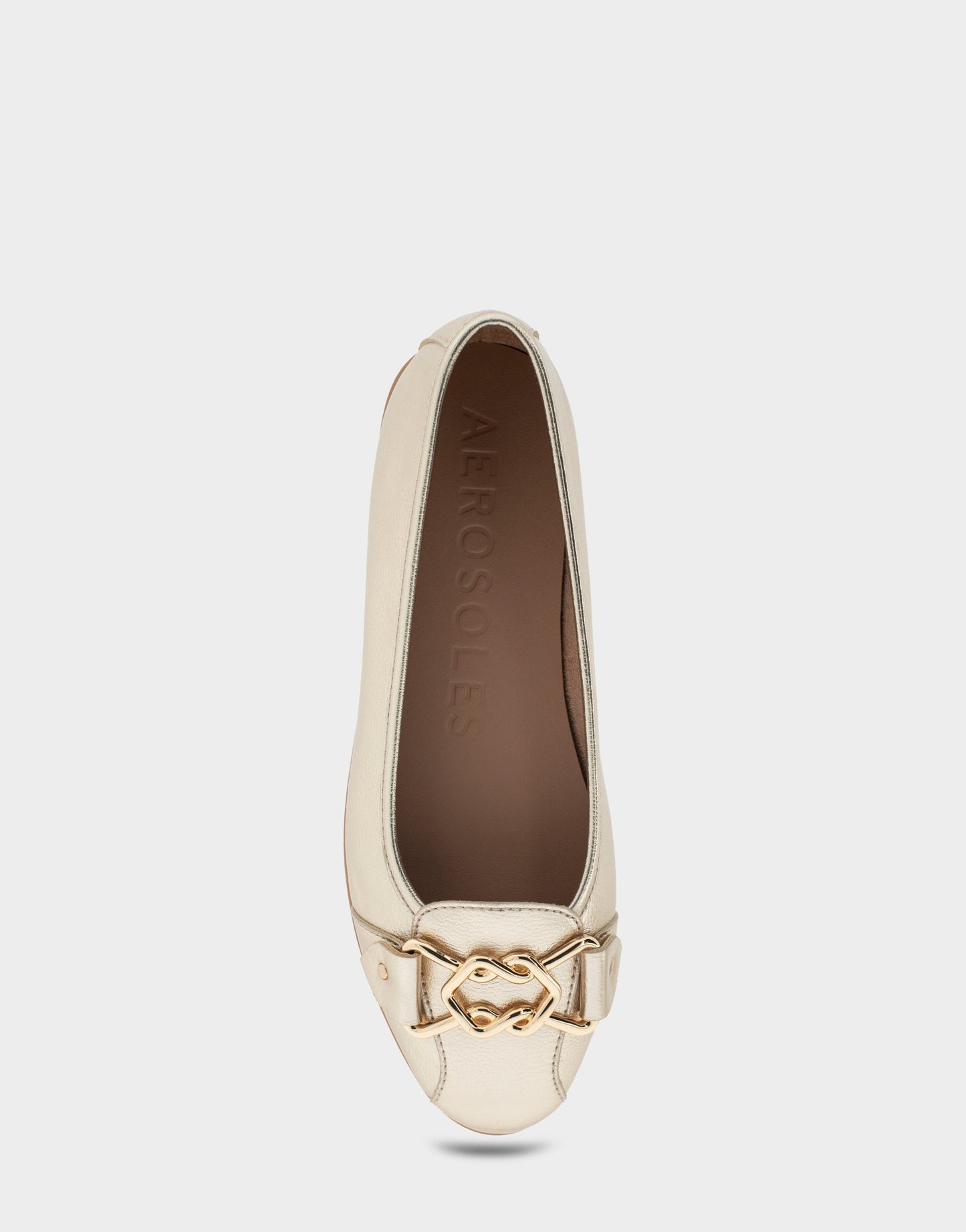 Aerosoles Bia Soft Gold Faux Leather Ornamented Flat