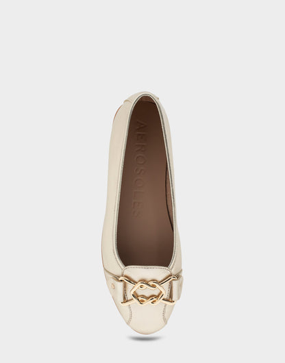 Aerosoles Bia Soft Gold Faux Leather Ornamented Flat