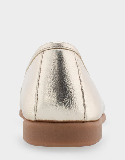Aerosoles Bia Soft Gold Faux Leather Ornamented Flat