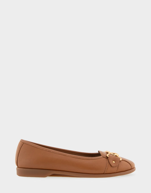 Aerosoles Bia Tan Genuine Leather Ornamented Flat