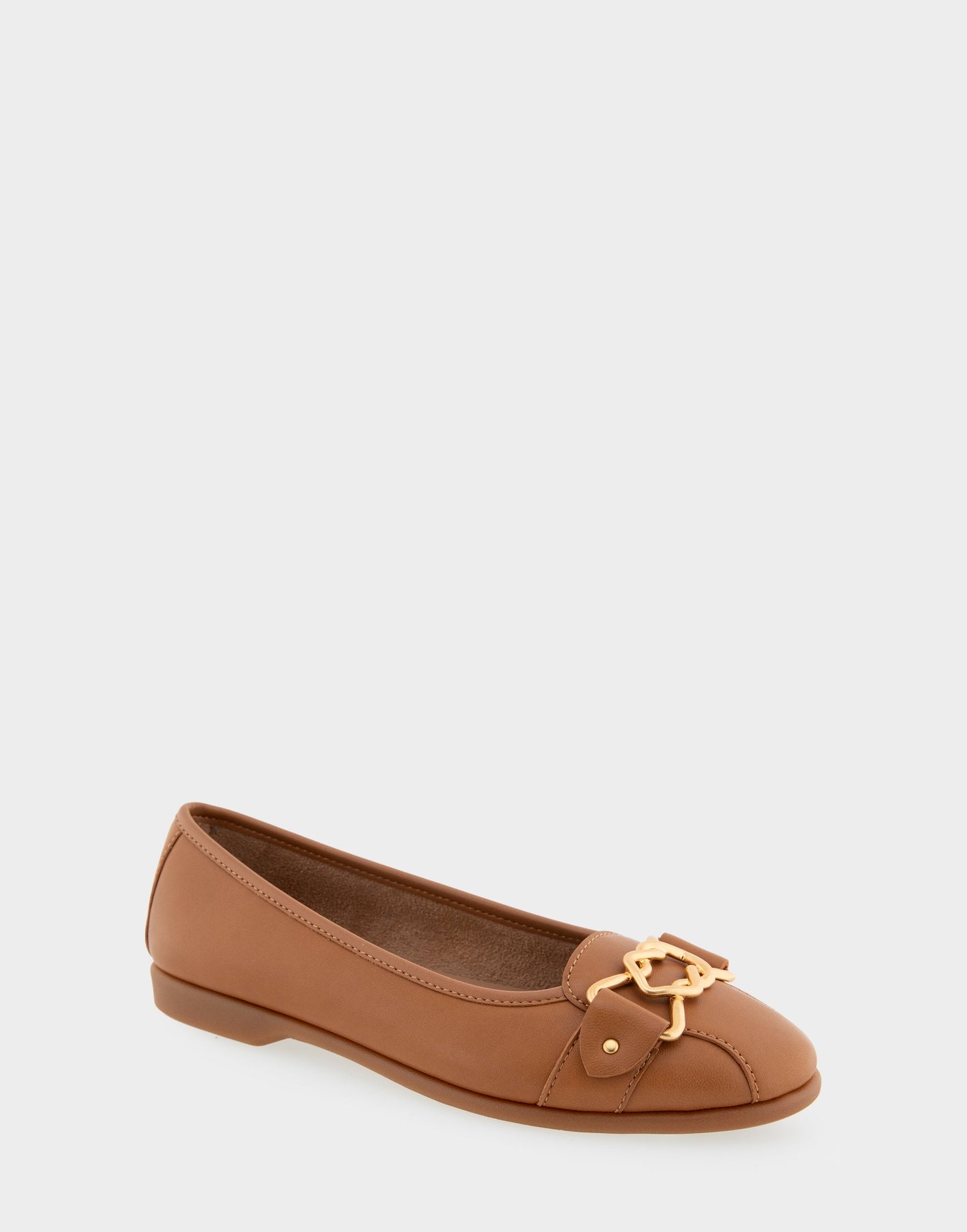 Aerosoles Bia Tan Genuine Leather Ornamented Flat