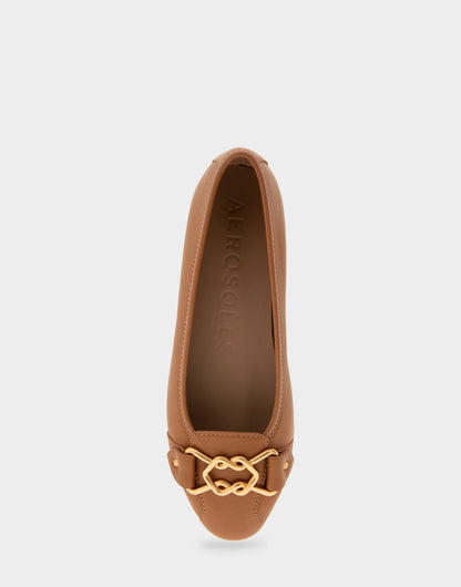 Aerosoles Bia Tan Genuine Leather Ornamented Flat