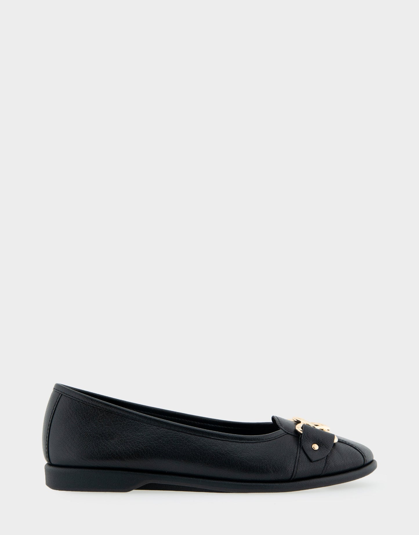 Aerosoles Bia Black Genuine Leather Ornamented Flat