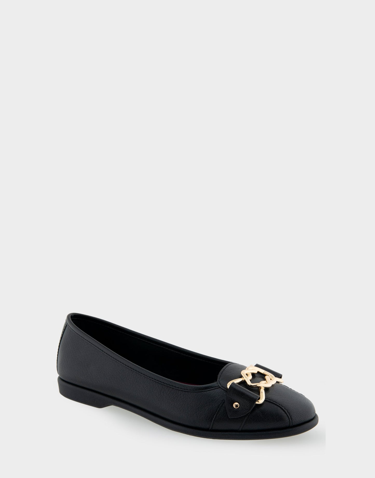 Aerosoles Bia Black Genuine Leather Ornamented Flat