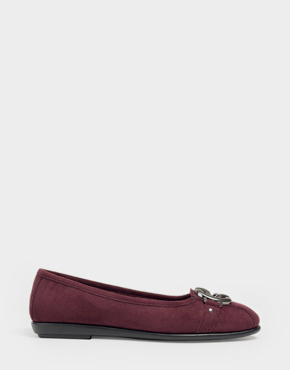 Aerosoles Big Bet Fig Faux Suede Ballet Flat with Gold Hardware