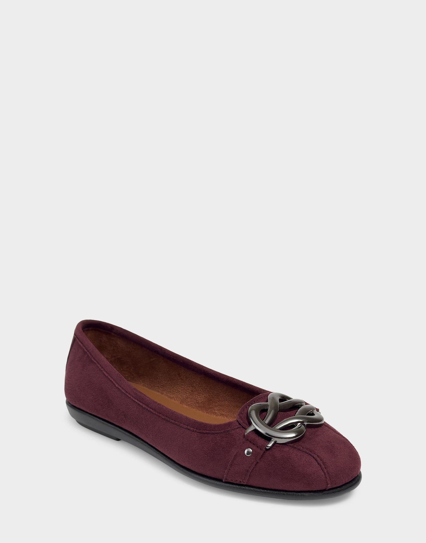 Aerosoles Big Bet Fig Faux Suede Ballet Flat with Gold Hardware