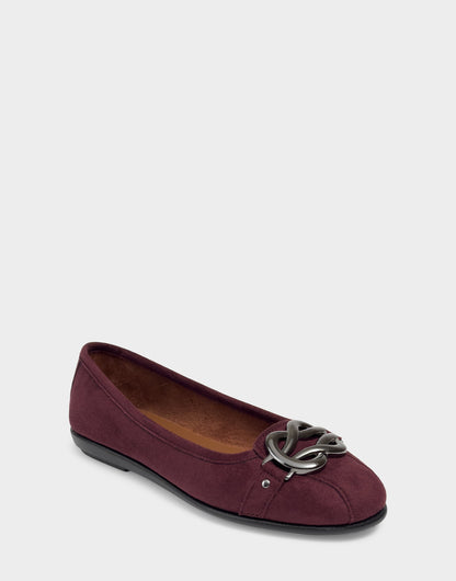 Aerosoles Big Bet Fig Faux Suede Ballet Flat with Gold Hardware