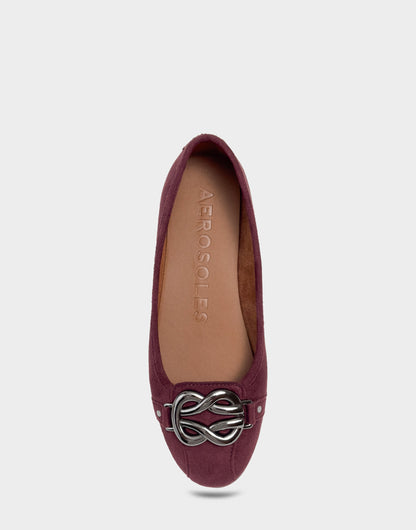 Aerosoles Big Bet Fig Faux Suede Ballet Flat with Gold Hardware