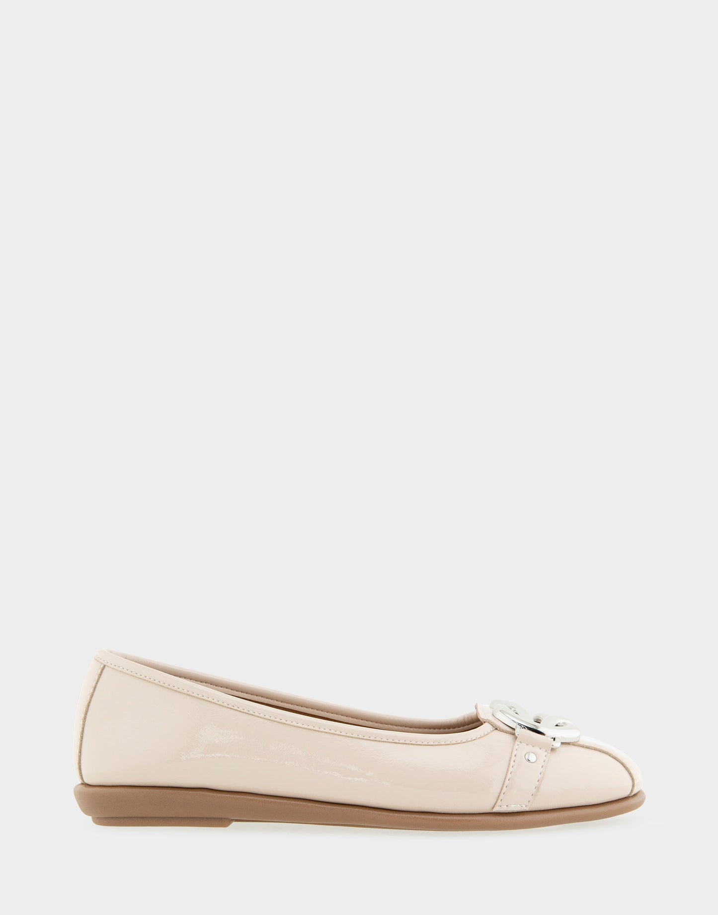 Aerosoles Big Bet Stone Patent Faux Leather Ballet Flat with Gold Hardware