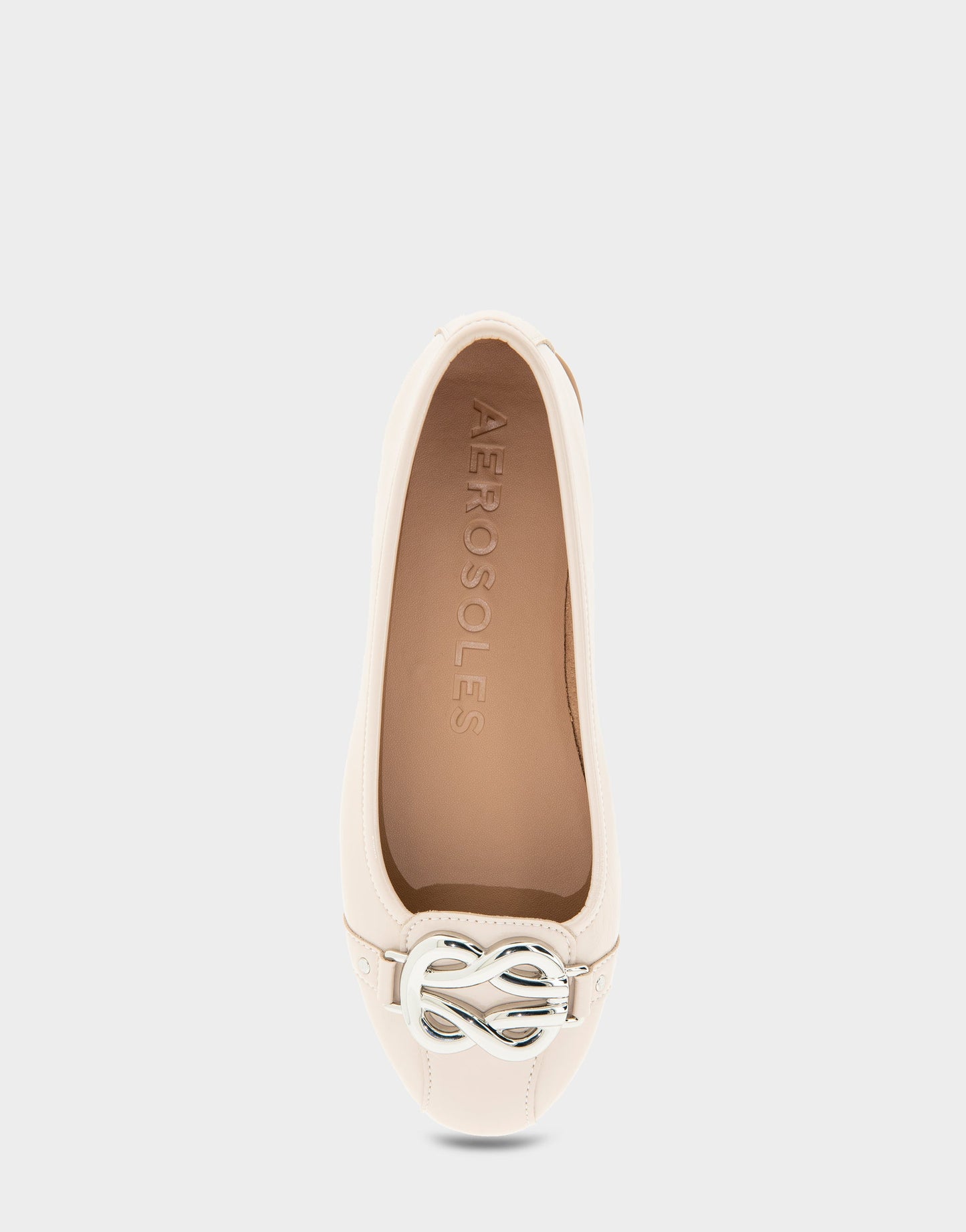 Aerosoles Big Bet Stone Patent Faux Leather Ballet Flat with Gold Hardware