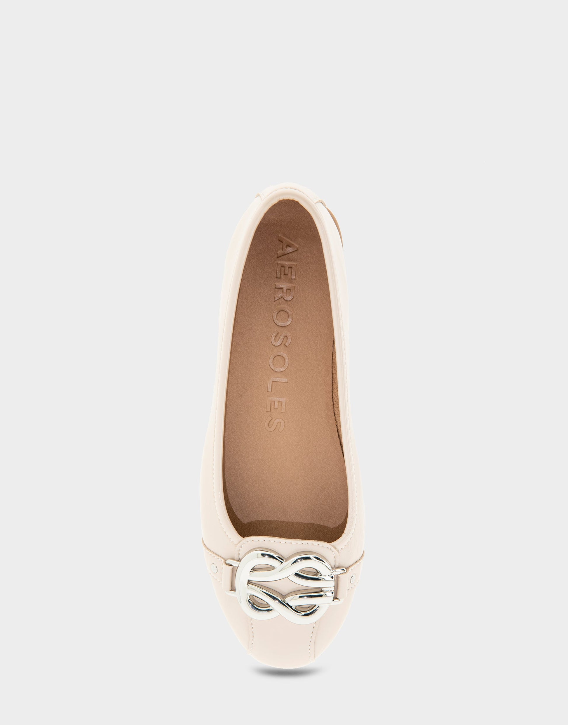 Aerosoles Big Bet Stone Patent Faux Leather Ballet Flat with Gold Hardware