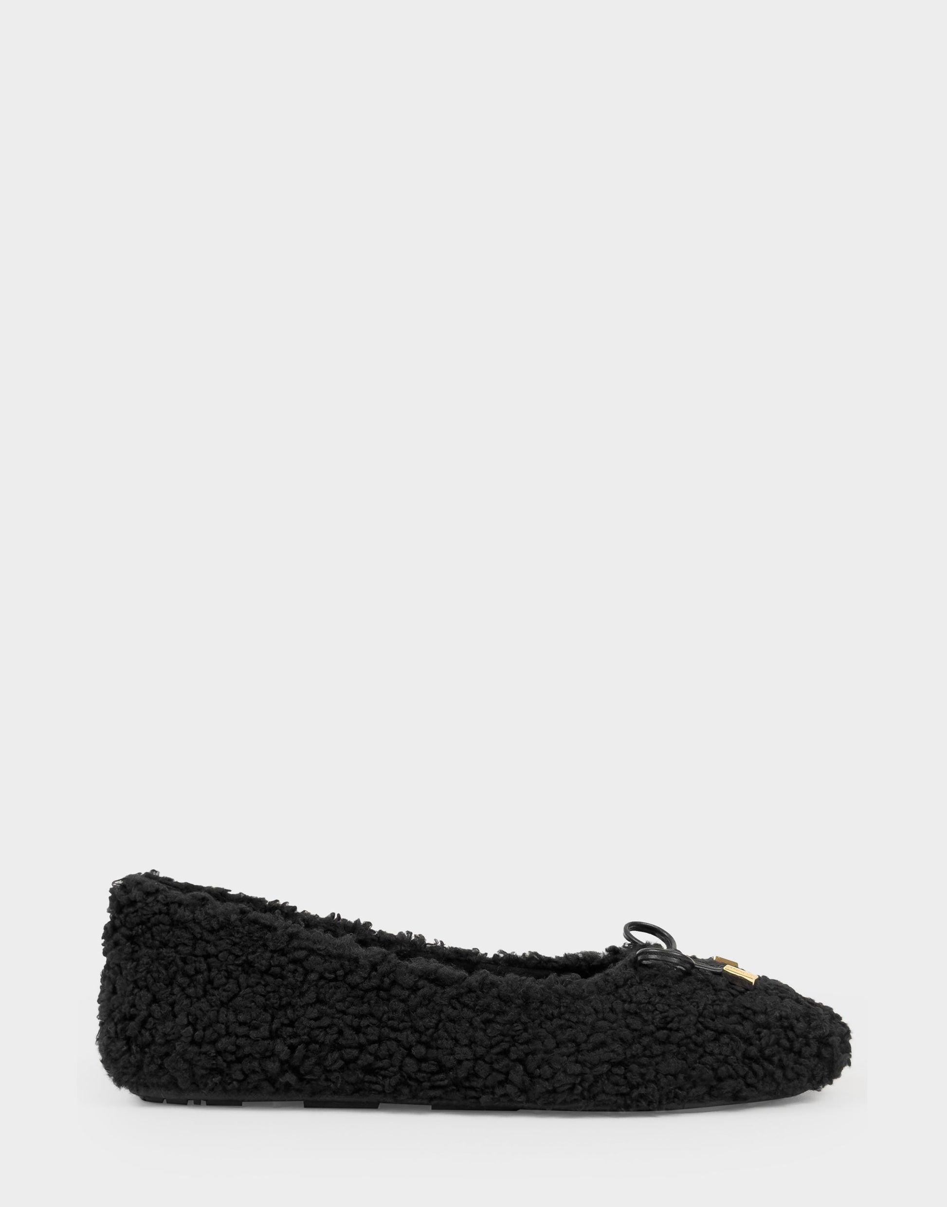 Aerosoles Women's Ballet Flat in Black Faux Shearling
