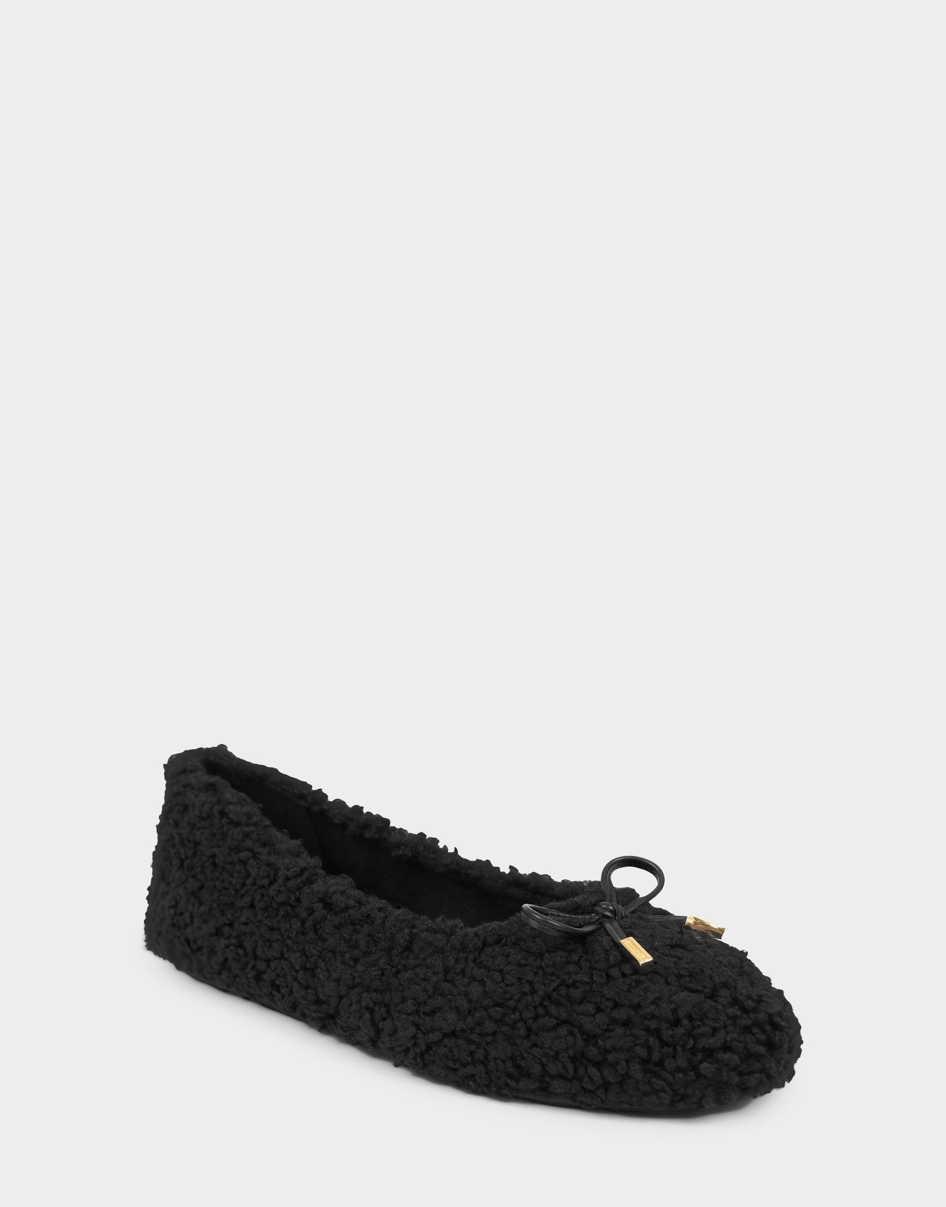 Aerosoles Women's Ballet Flat in Black Faux Shearling