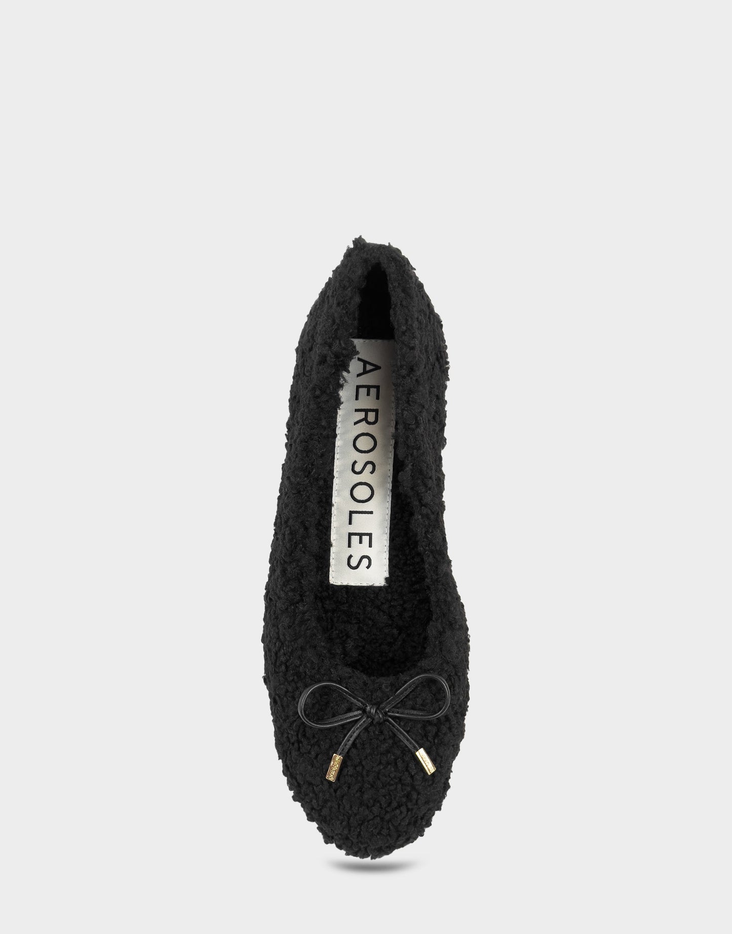 Aerosoles Women's Ballet Flat in Black Faux Shearling