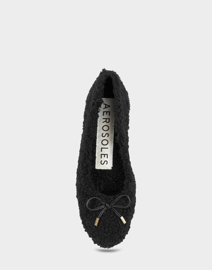Aerosoles Women's Ballet Flat in Black Faux Shearling
