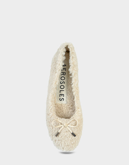 Aerosoles Women's Ballet Flat in Natural Faux Shearling