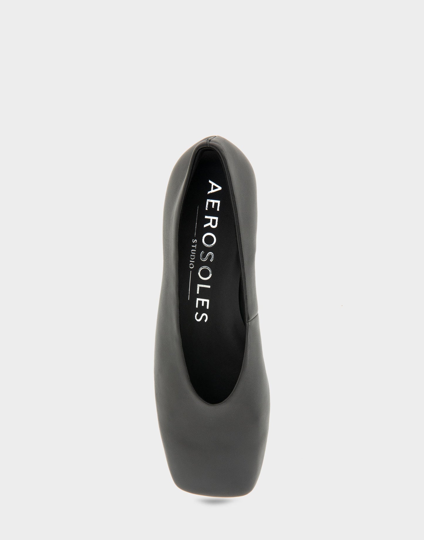 Aerosoles Women's Square Toe Flat in Black Leather