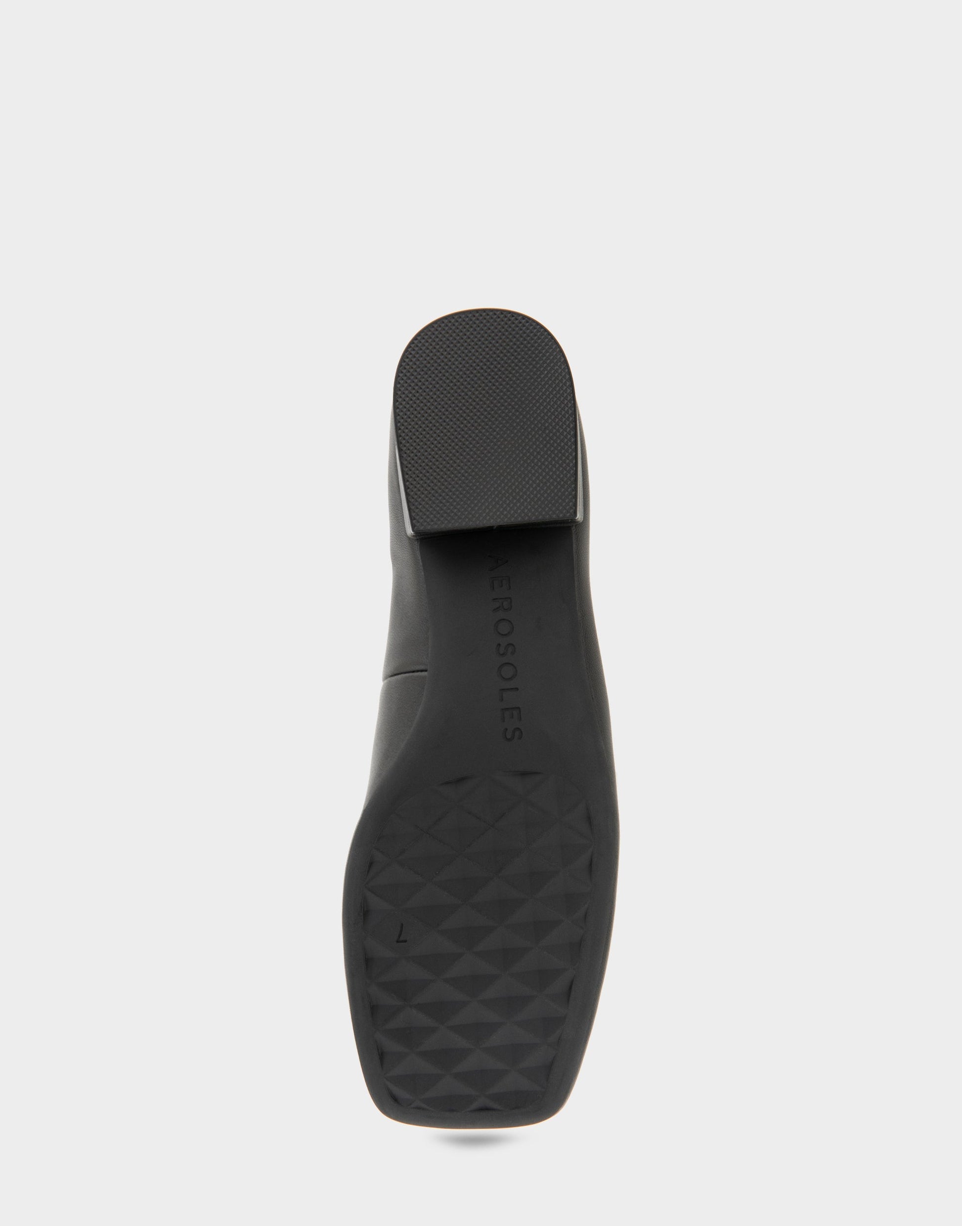 Aerosoles Women's Square Toe Flat in Black Leather