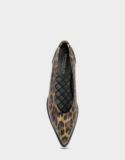 Aerosoles Women's Tailored Flat in Mocha Jaguar Embossed Print