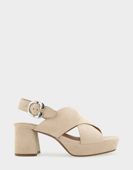 Aerosoles Women's Platform Sandal in Stone Suede
