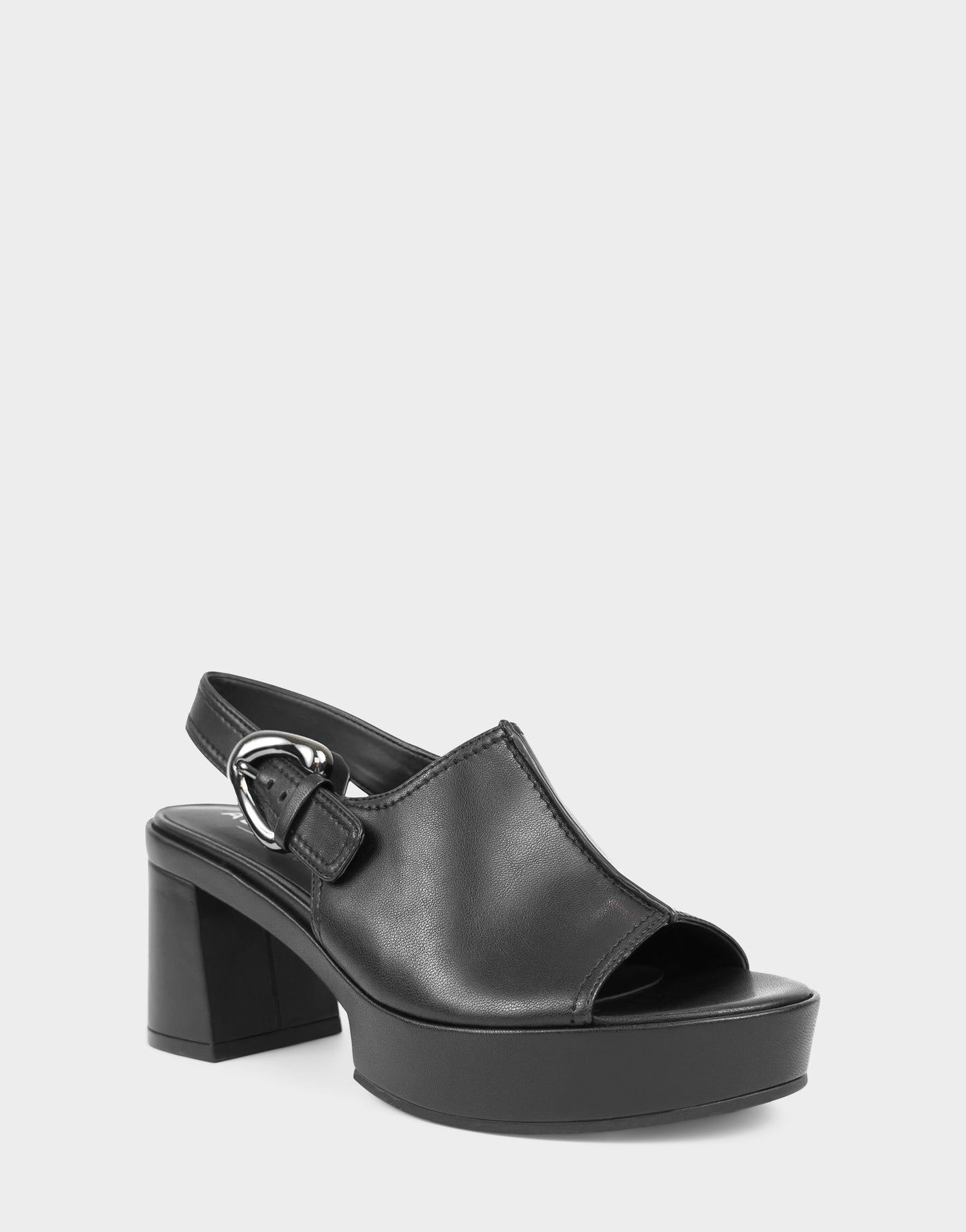 Aerosoles Women's Platform Sandal in Black Stretch Faux Leather