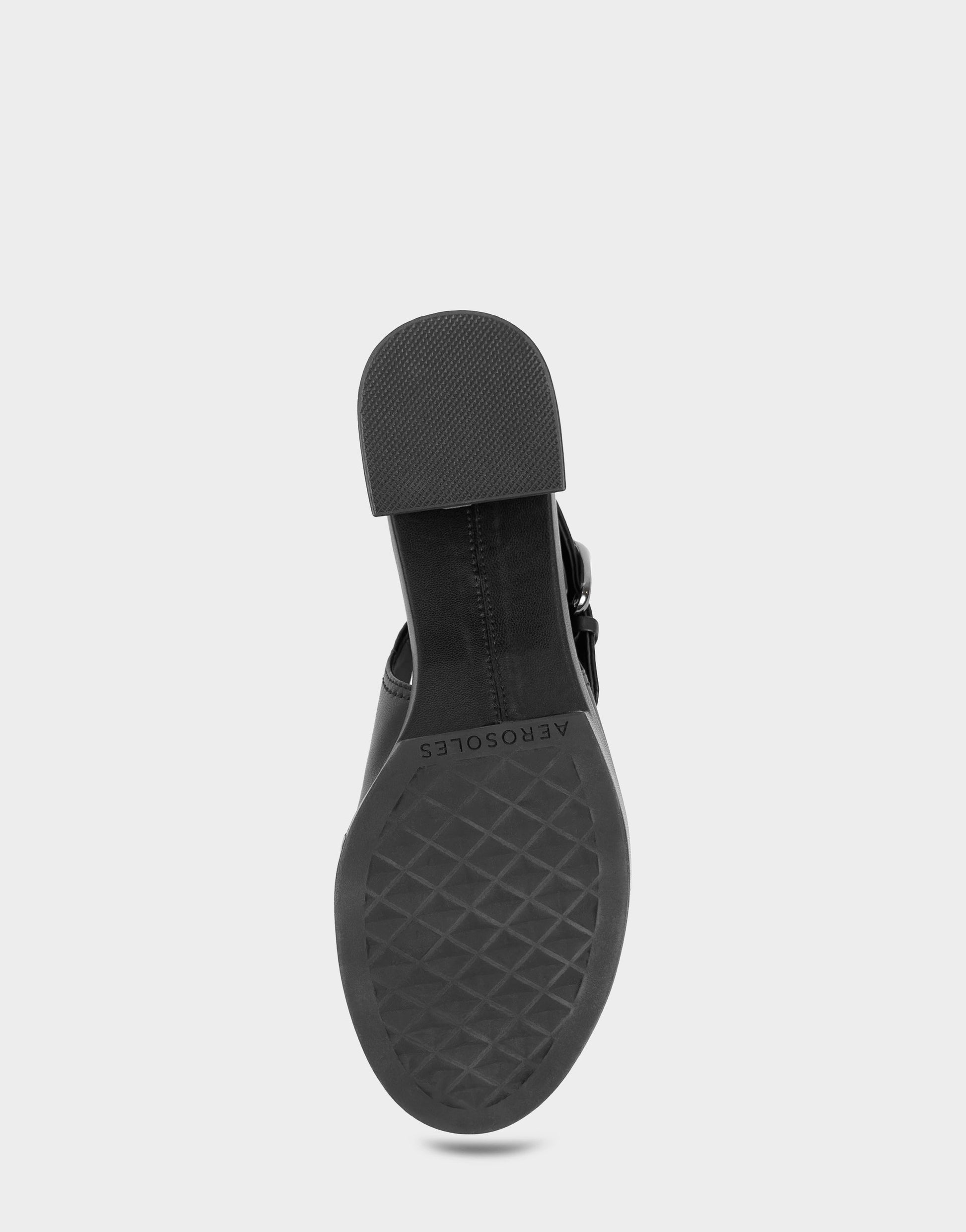 Aerosoles Women's Platform Sandal in Black Stretch Faux Leather