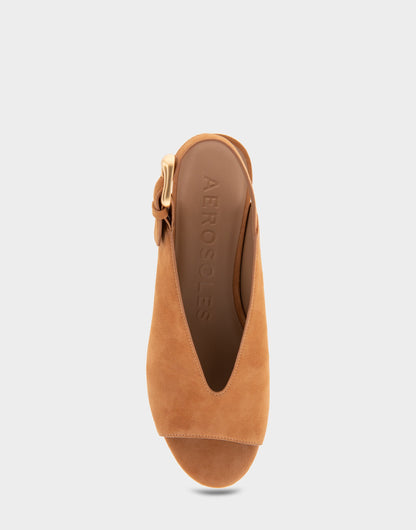 Aerosoles Cornelia Tan Suede Peep Toe Platform Sandal