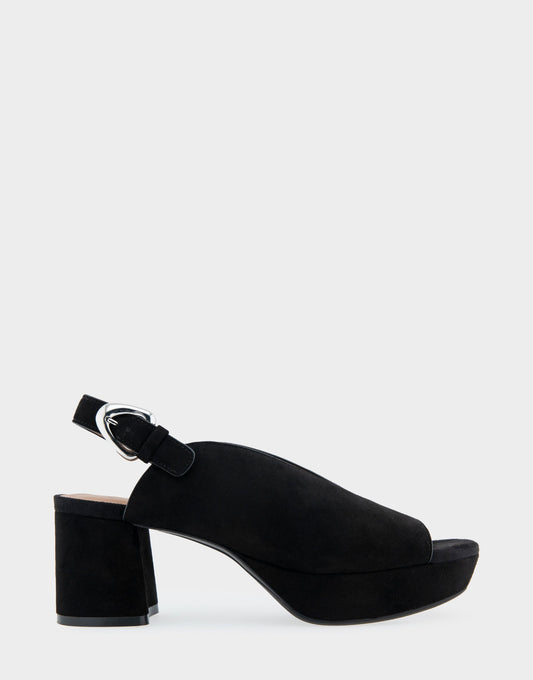 Aerosoles Cornelia Black Suede Peep Toe Platform Sandal