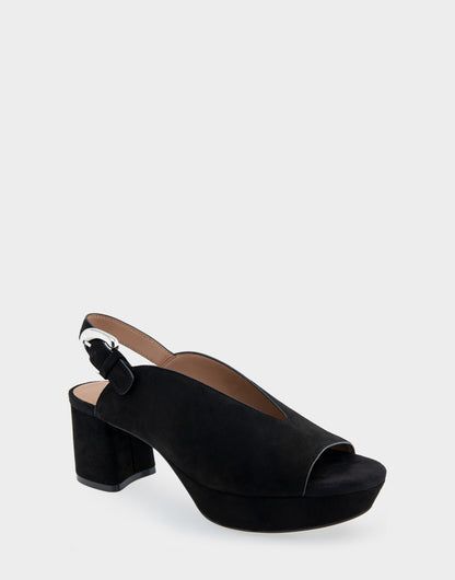 Aerosoles Cornelia Black Suede Peep Toe Platform Sandal