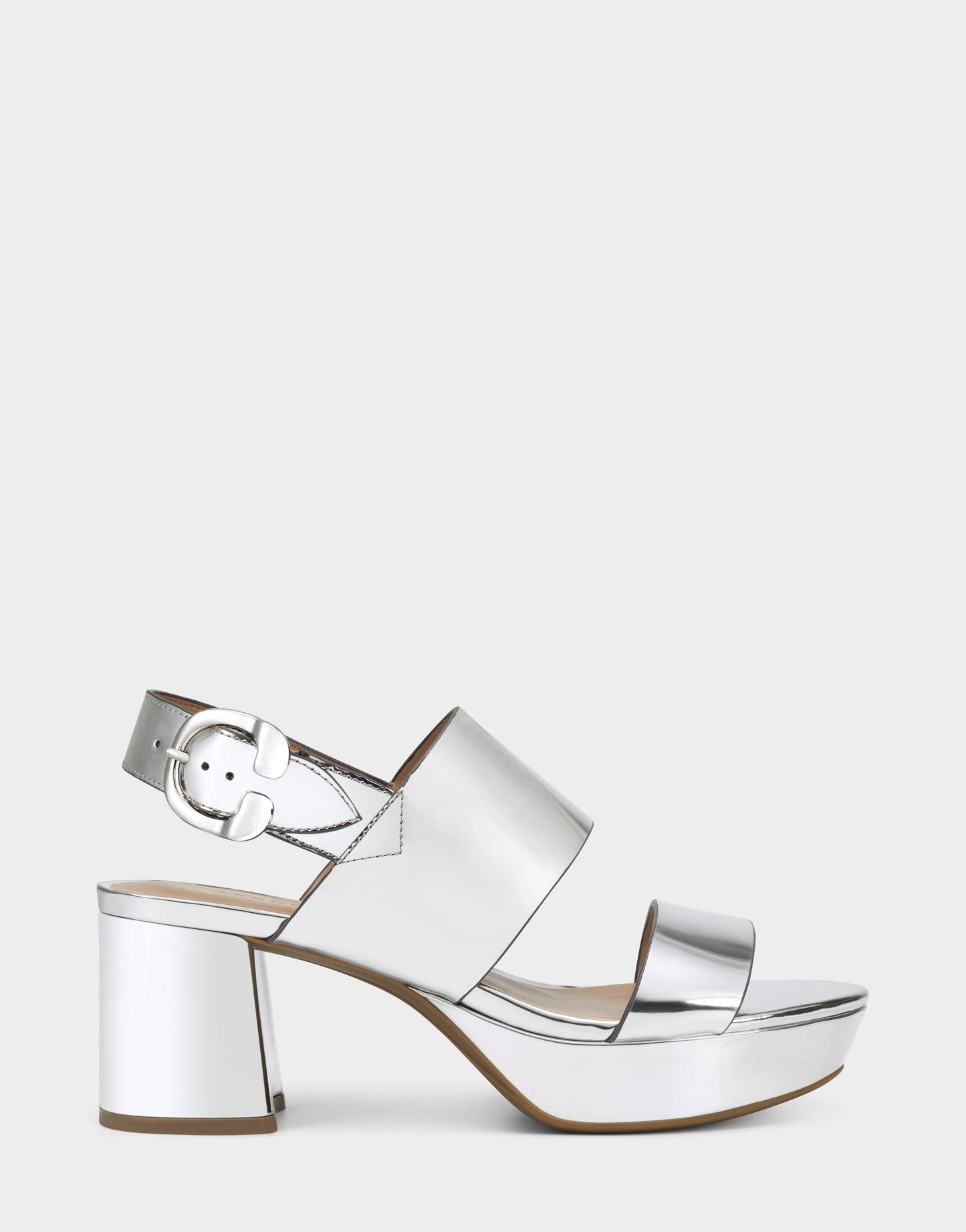 Aerosoles Comfortable Women's Platform Sandal in Silver Metallic Faux Leather