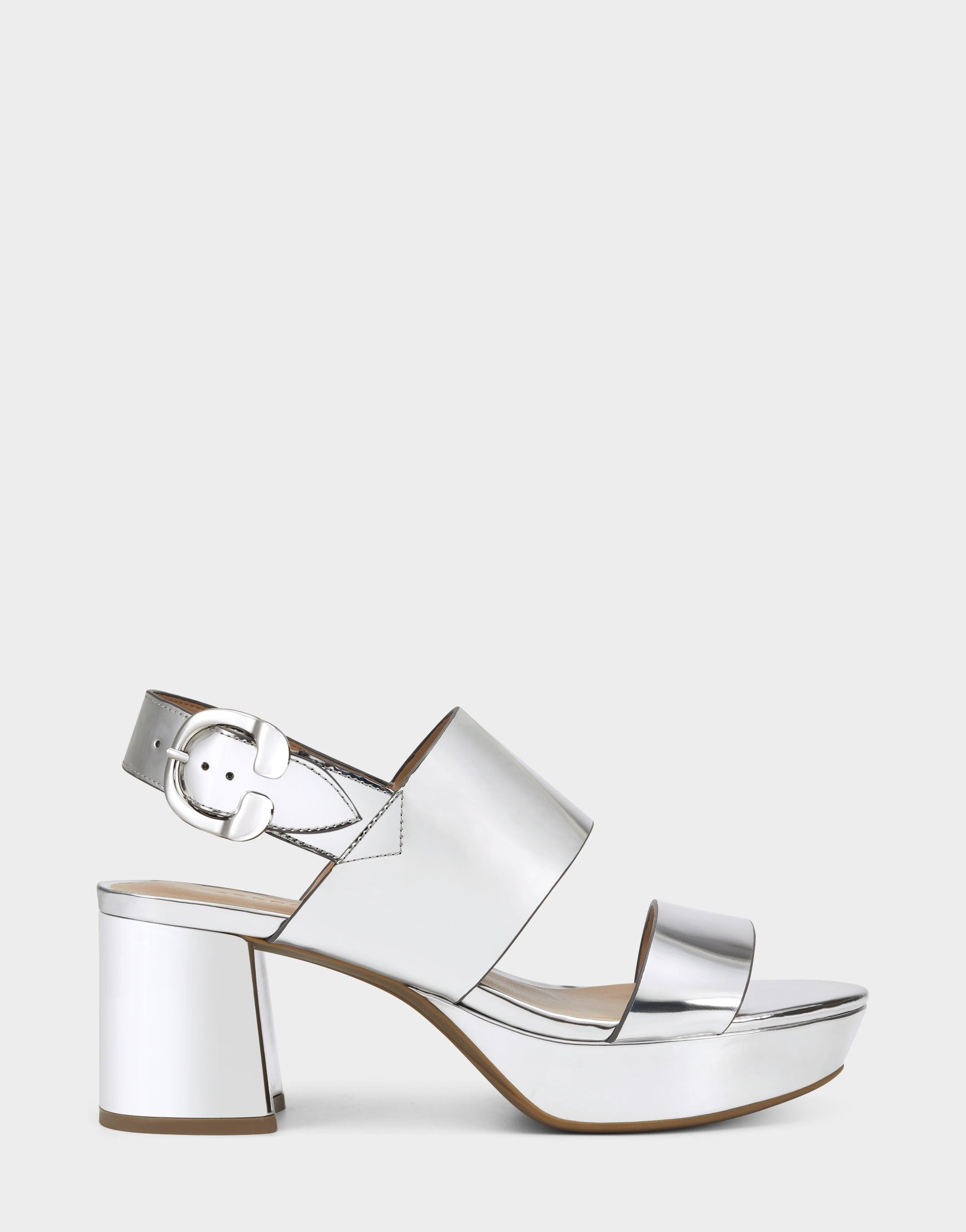 Aerosoles Comfortable Women's Platform Sandal in Silver Metallic Faux Leather