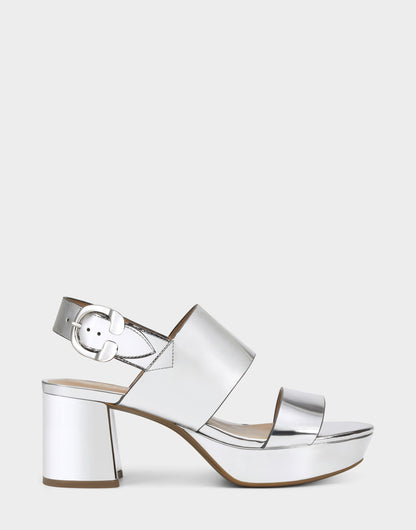 Aerosoles Comfortable Women's Platform Sandal in Silver Metallic Faux Leather