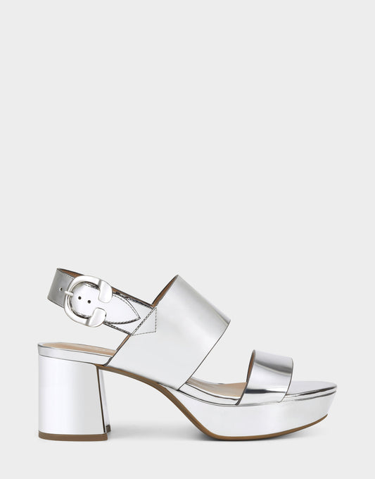 Aerosoles Comfortable Women's Platform Sandal in Silver Metallic Faux Leather