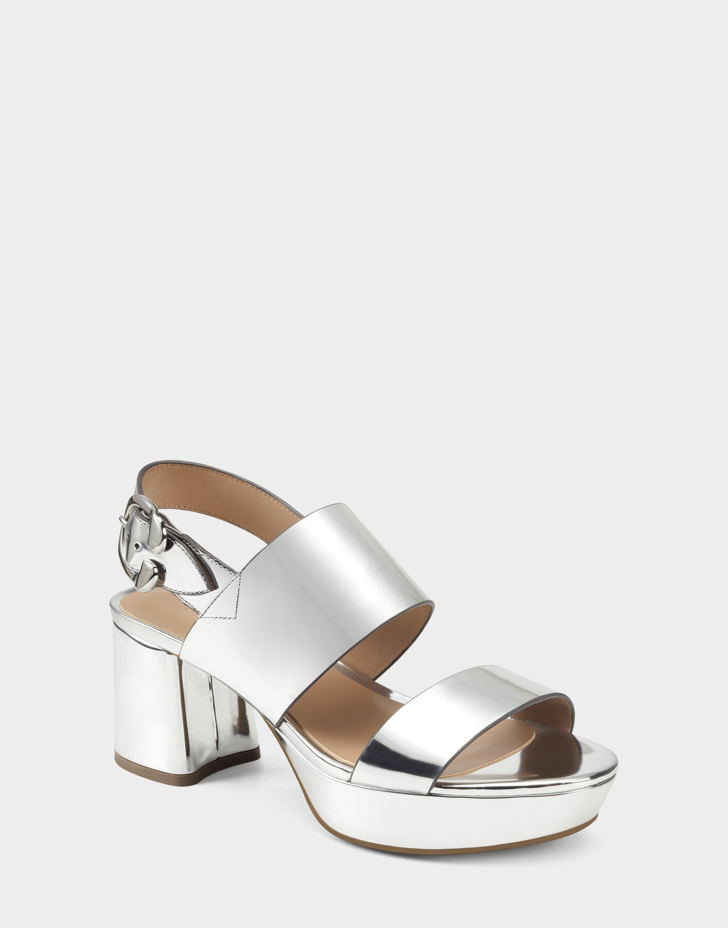 Aerosoles Comfortable Women's Platform Sandal in Silver Metallic Faux Leather
